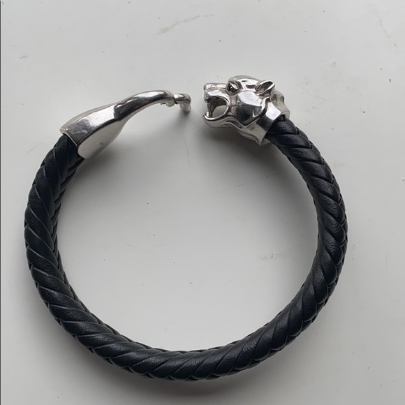 EFFY MEN’S BRACELET WOVEN LEATHER PANTHER BRACELET - Picture 2 of 8